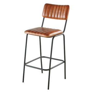 wohnli-moebel-suche-199163 Wohnli Möbelsuche - Barstuhl aus schwarzem Stahl mit abgestepptem braunem Büffellederbezug H69