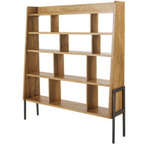 wohnli-moebel-suche-199214-1 Bücherregal aus Mangoholz und schwarzem Metall, 145 cm lang 145x161x33cm Holz Braun Maisons du Monde Möbel Wohnzimmermöbel Bücherregale