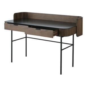 wohnli-moebel-suche-199225-1 Vintage-Schreibtisch mit 2 Schubladen und schwarzen Metallfüßen 130x88x60cm Mitteldichte Faserplatte Braun Maisons du Monde Möbel Büromöbel Schreibtische