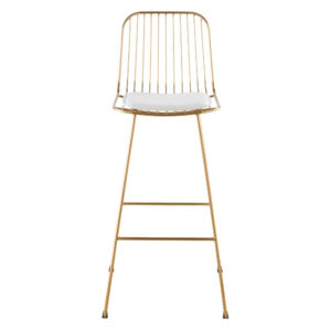 Barstuhl aus goldfarbenem Stahl und weiß H76 45.8x104.8x51cm Metall Gold Maisons du Monde Möbel Esszimmermöbel Barhocker