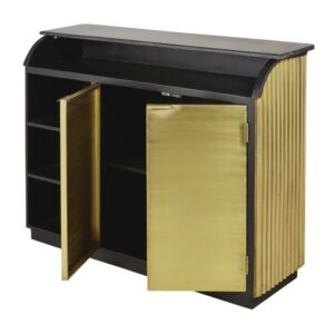 Theke für gewerbliche Nutzung aus messingfarbenem Wellblech und schwarzem 140x105x54cm Holz Gold Maisons du Monde Möbel Esszimmermöbel Sideboards, Highboards & niedrige Anrichten