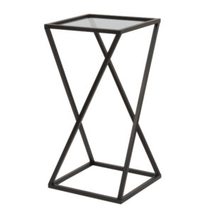 Beistelltisch aus schwarzem Metall und Glas 31x61x31cm Metall Schwarz Maisons du Monde Möbel Wohnzimmermöbel Beistelltische