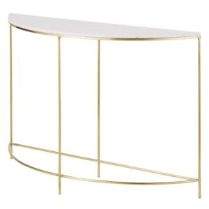 Abgerundete Konsole aus messingfarbenem Metall und weißem Marmor 120x80x35cm Marmor Weiß Maisons du Monde Möbel Wohnzimmermöbel Konsolentische