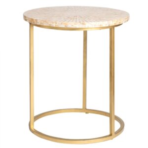 Beistelltisch aus Perlmutt und goldfarbenem Metall 40x45x40cm Stahl Gold Maisons du Monde Möbel Wohnzimmermöbel Beistelltische