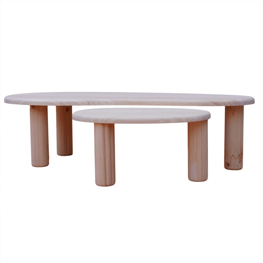 wohnli-moebel-suche-2-stapelbare-Tische-aus-massivem-Kiefernholz-mit-ovaler-Form Wohnli Möbelsuche - 2 stapelbare Tische aus massivem Kiefernholz mit ovaler Form