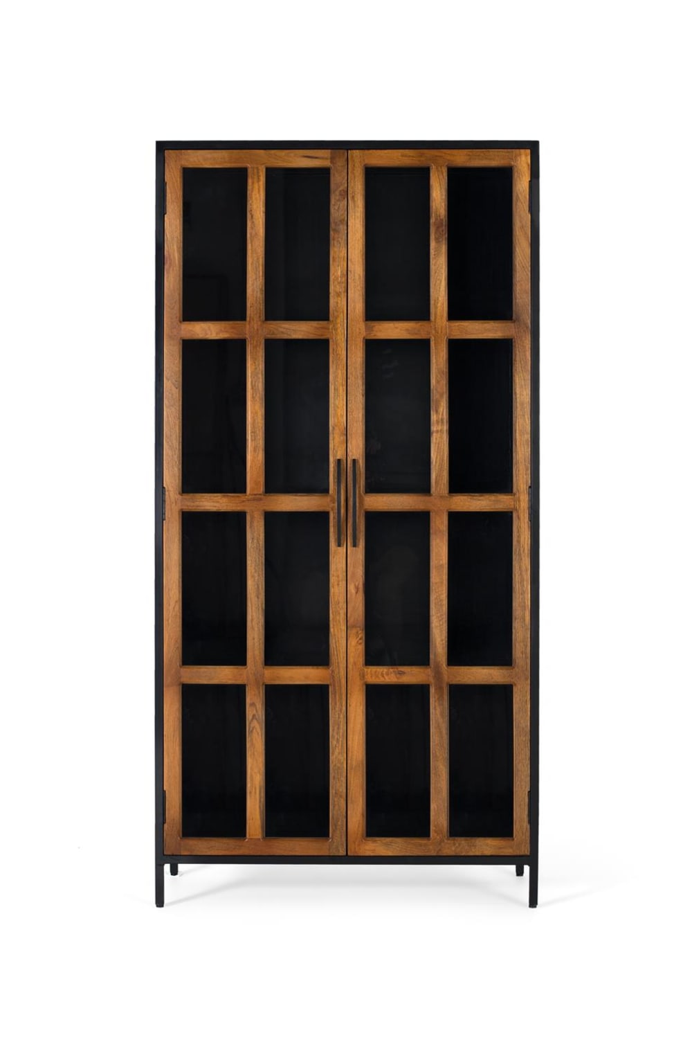wohnli-moebel-suche-2-tuerige-Vitrine-aus-Mangoholz-und-Metallstruktur Wohnli Möbelsuche - 2-türige Vitrine aus Mangoholz und Metallstruktur