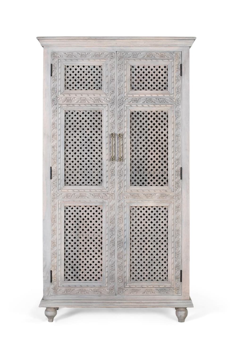 Wohnli Möbelsuche - 2-türiger Kleiderschrank aus massivem Mangoholz mit gealtertem Finish