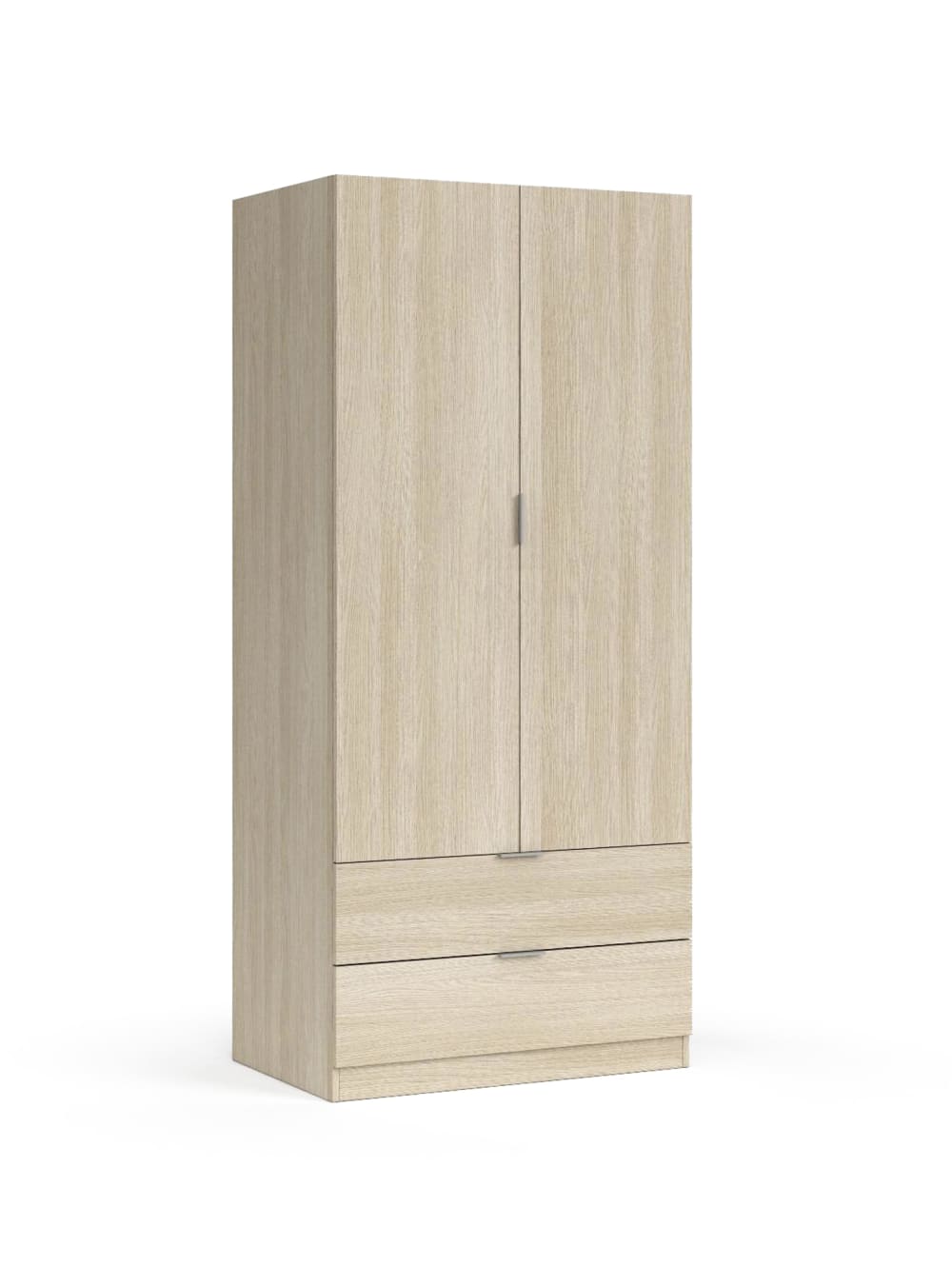wohnli-moebel-suche-2-tueriger-Kleiderschrank-mit-Eichenholzeffekt-81x52h180-cm Wohnli Möbelsuche - 2-türiger Kleiderschrank mit Eichenholzeffekt 81x52h180 cm