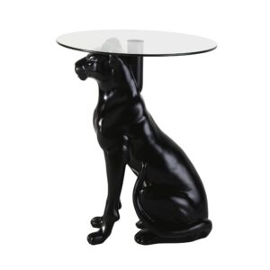 Beistelltisch Panther aus schwarzem Metall und recyceltes Glas 48x62.5x48cm Glas Schwarz Maisons du Monde Möbel Wohnzimmermöbel Beistelltische