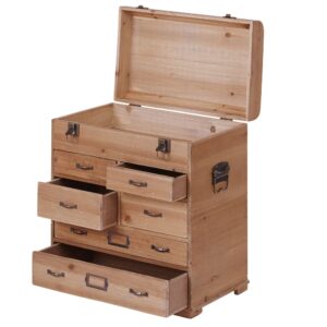 Kleines Aufbewahrungsmöbel Truhe mit 6 Schubladen aus Tannenholz 44x49.5x28cm Holz Braun Maisons du Monde Möbel Wohnzimmermöbel Aufbewahrungsmöbel