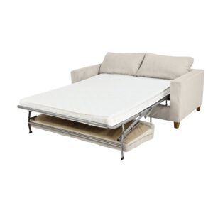 3-Sitzer-Schlafsofa mit hellgrauem Cordsamtbezug 182x82x100cm Polyester Grau Maisons du Monde Sofas und Sessel Sofas Schlafsofas