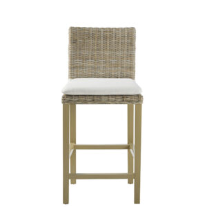 Stuhl für Mittelinsel aus vergrautem Kubu-Rattan und massivem Mahagoni H65 46.5x100x51.5cm Rattan Weiß Maisons du Monde Möbel Esszimmermöbel Barhocker