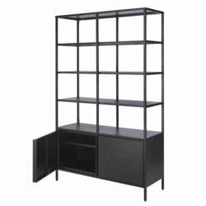 Bücherregal mit 2 Türen aus schwarzem Metall 110x185x42.5cm Metall Schwarz Maisons du Monde Möbel Wohnzimmermöbel Bücherregale