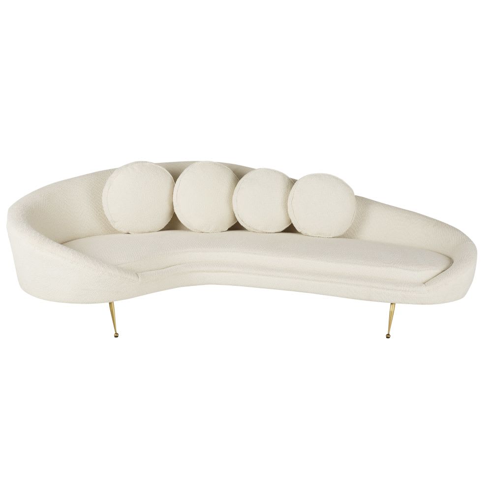 Wohnli Möbelsuche - 3/4-Sitzer-Sofa aus weissem Bouclé-Stoff