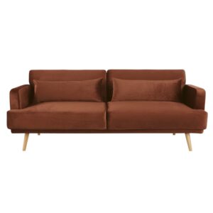 wohnli-moebel-suche-209529-1 Dreiviertelsitzer-Sofa mit Klick-Klack-Funktion in Eichhörnchen-Orange 214x83x86cm Holz Braun Maisons du Monde Sofas und Sessel Sofas 2-Sitzer-Sofas & 3-Sitzer-Sofas