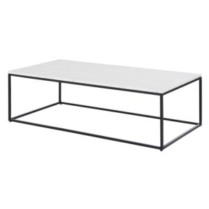 Couchtisch aus weißem Marmor und schwarzem Metall 110 cm 110x33x60cm Marmor Weiß Maisons du Monde Möbel Wohnzimmermöbel Couchtische
