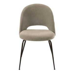 wohnli-moebel-suche-210034-1 Stuhl mit Baumwollveloursbezug beige-cappuccino und schwarzem Stahl 51x81x54cm Holz Beige Maisons du Monde Möbel Esszimmermöbel Stühle