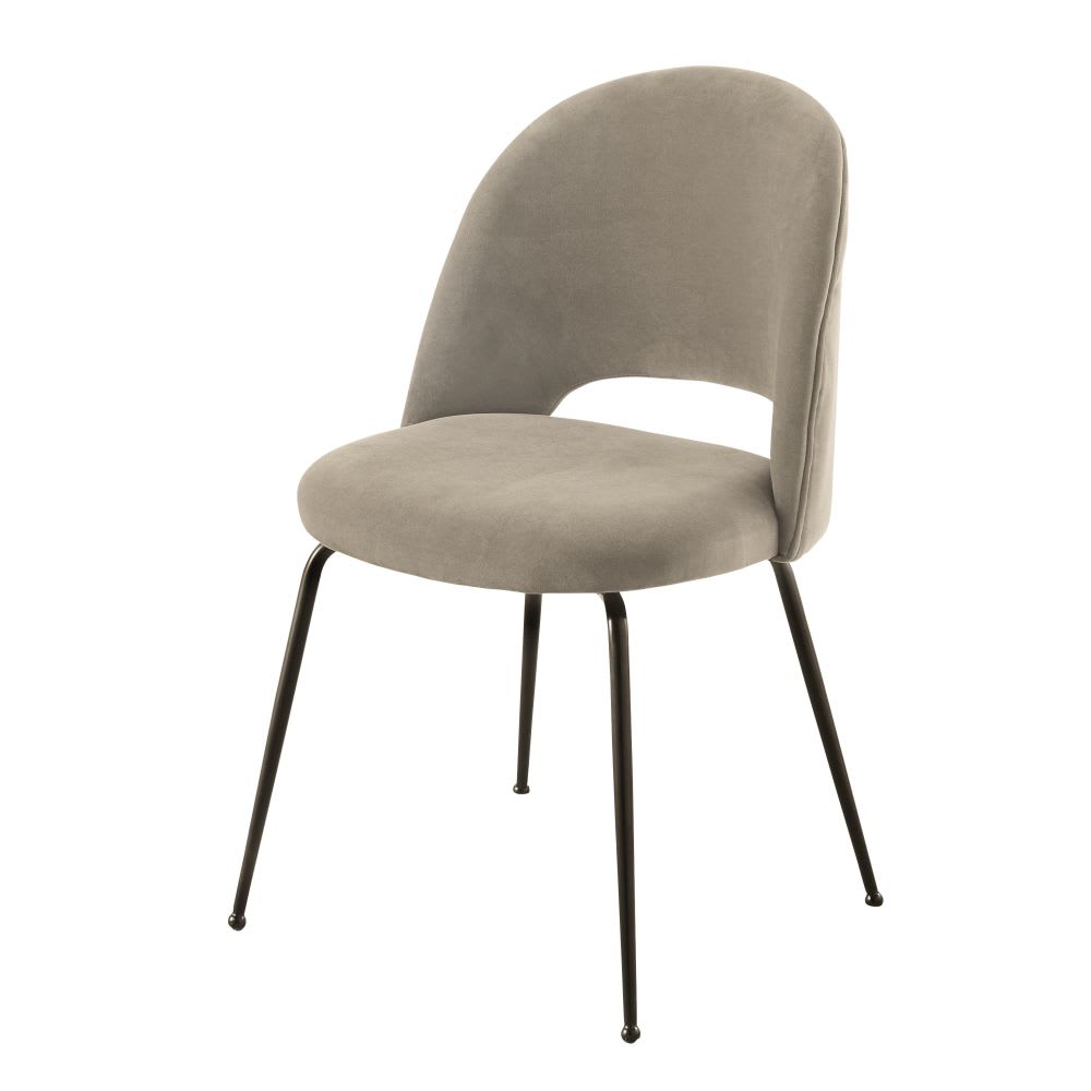 wohnli-moebel-suche-210034 Wohnli Möbelsuche - Stuhl mit Baumwollveloursbezug beige-cappuccino und schwarzem Stahl