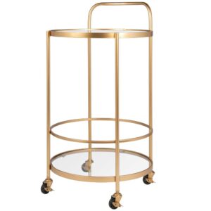 Serviertisch aus Glas und goldfarbenem Metall 39.5x74x39.5cm Metall Gold Maisons du Monde Möbel Küchenmöbel Kücheninseln & Servierwägen