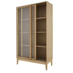 wohnli-moebel-suche-216372-1 Vitrine im Vintage-Stil mit 2 Türen 100x180x40cm Spanplatte Beige Maisons du Monde Möbel Esszimmermöbel Vitrine und Vitrinenschrank