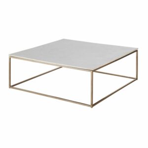 Quadratischer Couchtisch aus weißem Marmor und messingfarbenem Metall 100 cm 100x33x100cm Marmor Weiß Maisons du Monde Möbel Wohnzimmermöbel Couchtische