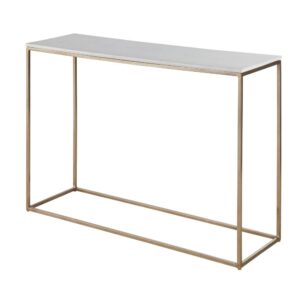 wohnli-moebel-suche-217248-1 Konsole aus weißem Marmor und messingfarbenem Metall 110x80x35cm Marmor Weiß Maisons du Monde Möbel Wohnzimmermöbel Konsolentische