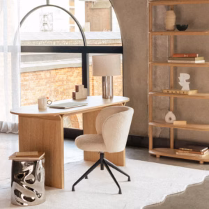 wohnli-moebel-suche-218619-2 Bürodrehstuhl mit Bouclébezug, weiß 56x76x54cm Metall Weiß Maisons du Monde Möbel Büromöbel Bürostühle