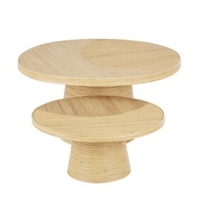 Beistelltisch mit Intarsien aus beigem Rattan 90x45x90cm Rattan Beige Maisons du Monde Möbel Wohnzimmermöbel Couchtische