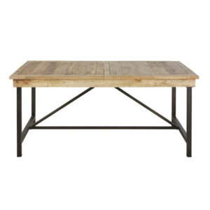 Wohnli Möbelsuche - Ausziehbarer Esstisch aus massivem Mangoholz und schwarzem Stahl