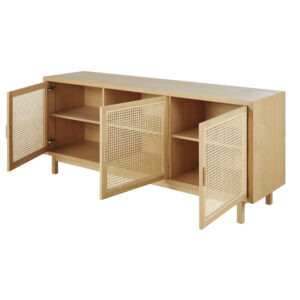 Anrichte mit 3 Türen aus Rattangeflecht 180x78x45cm Rohrgeflecht Beige Maisons du Monde Möbel Esszimmermöbel Sideboards, Highboards & niedrige Anrichten