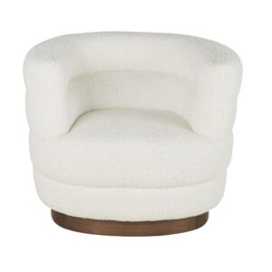 Sessel mit ecrufarbenem Kunstfellbezug und Beinen aus Eichenholz 93x77x85cm Polyester Weiß Maisons du Monde Sofas und Sessel Sessel, Poufs und Fußbänke Sessel