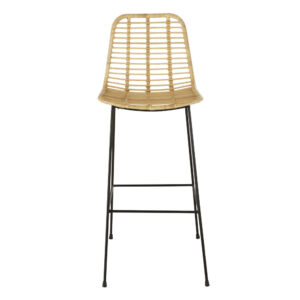 Barstuhl aus Rattangeflecht und schwarzem Stahl H65 44.5x99.5x56.5cm Rattan Beige Maisons du Monde Möbel Esszimmermöbel Barhocker