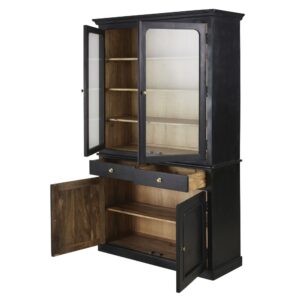 Geschirrschrank mit 4 Türen und 2 Schubladen 120x200x45cm Holz Schwarz Maisons du Monde Möbel Esszimmermöbel Geschirrschränke