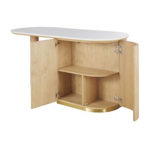 wohnli-moebel-suche-219870-1 Kücheninsel mit 4 Türen und Arbeitsplatte aus weißem Terrazzo 180x92x80cm Holz Beige Maisons du Monde Möbel Küchenmöbel Kücheninseln & Servierwägen