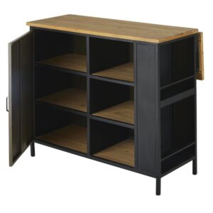 Kücheninsel mit 1 Tür aus Tannenholz und schwarzem Metall 100x90x40cm Metall Beige Maisons du Monde Möbel Küchenmöbel Kücheninseln & Servierwägen