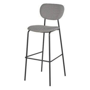 Satz von 2 professionellen Barstühlen aus Hahnentrittstoff und schwarzem Metall 45x109x52cm Polyester Grau Maisons du Monde Möbel Esszimmermöbel Barhocker