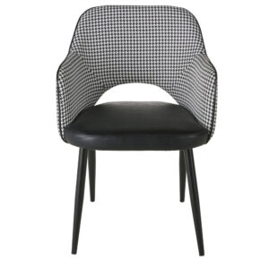 Sessel für gewerbliche Nutzung aus schwarzem Stahl und mit Hahnentrittmuster 57.5x81x59cm Wildlederimitat Schwarz Maisons du Monde Möbel Esszimmermöbel Stühle