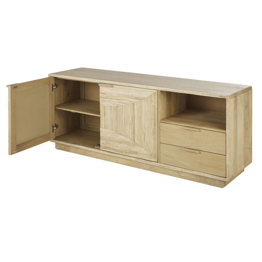 Einlegearbeiten aus Rattan und 2 Schubladen