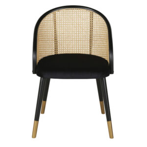 schwarzem Samtbezug und aus Rattangeflecht