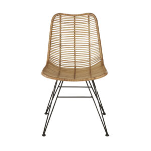 Stuhl aus Rattangeflecht und schwarzem Stahl 48x82.5x58cm Rattan Beige Maisons du Monde Möbel Esszimmermöbel Stühle