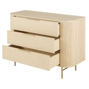 Kommode mit 3 Schubladen 110x81x45cm Holz Beige Maisons du Monde Möbel Schlafzimmermöbel Kommoden