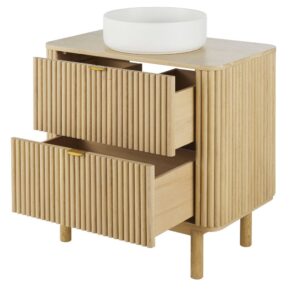 Waschtisch mit 2 Schubladen 80x93x49cm Holz Beige Maisons du Monde Möbel Badezimmermöbel Waschtische