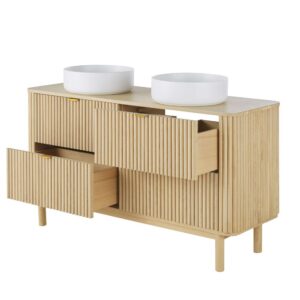 wohnli-moebel-suche-220148-1 Doppelwaschtisch mit 4 Schubladen 142.4x93x49cm Holz Beige Maisons du Monde Möbel Badezimmermöbel Waschtische