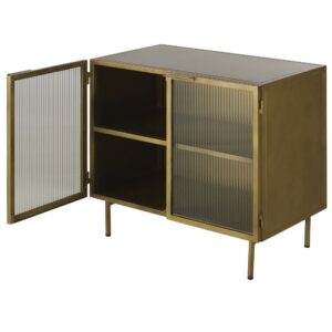 goldfarbene Messingoptik mit Flügeltüren aus gewelltem Glas