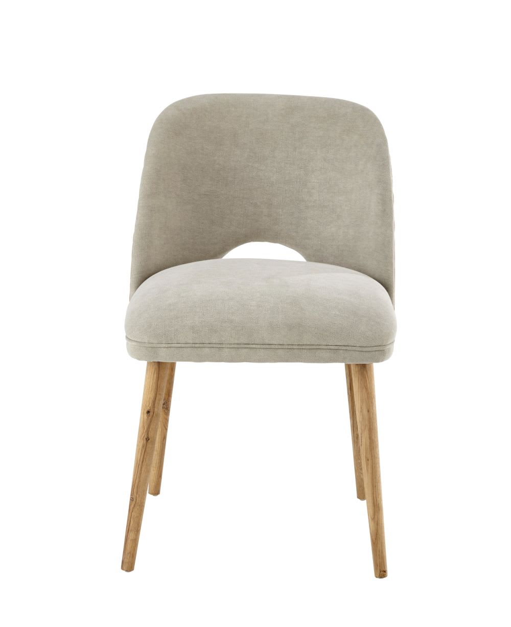 Stuhl aus Leinen und massiver Eiche 47x79x60cm Leinen Taupe Maisons du Monde Möbel Esszimmermöbel Stühle