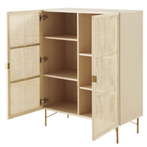 Schrank mit 2 Türen aus Rattangeflecht 90x115x40cm Rohrgeflecht Beige Maisons du Monde Möbel Schlafzimmermöbel Schränke