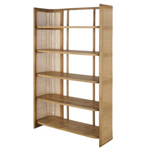 Regal aus massivem Mangoholz und Pflanzenfasern 112x180x40cm Holz Beige Maisons du Monde Möbel Wohnzimmermöbel Regale