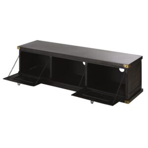 TV-Möbel mit 2 Türen aus schwarzem und messingfarbenem Metall 150x42x40cm Metall Gold Maisons du Monde Möbel Wohnzimmermöbel TV-Möbel