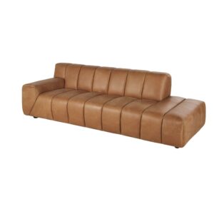 wohnli-moebel-suche-229978-1 3/4-Sitzer-Sofa mit camelfarbenem Lederbezug 243x71x98cm Holz Braun Maisons du Monde Sofas und Sessel Sofas 2-Sitzer-Sofas & 3-Sitzer-Sofas