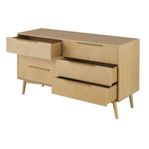 Doppelkommode mit 6 Schubladen 140x80x45cm Holz Beige Maisons du Monde Möbel Schlafzimmermöbel Kommoden